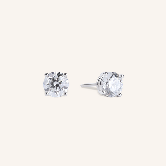 Four Prong Lab Grown Diamond Stud Earrings