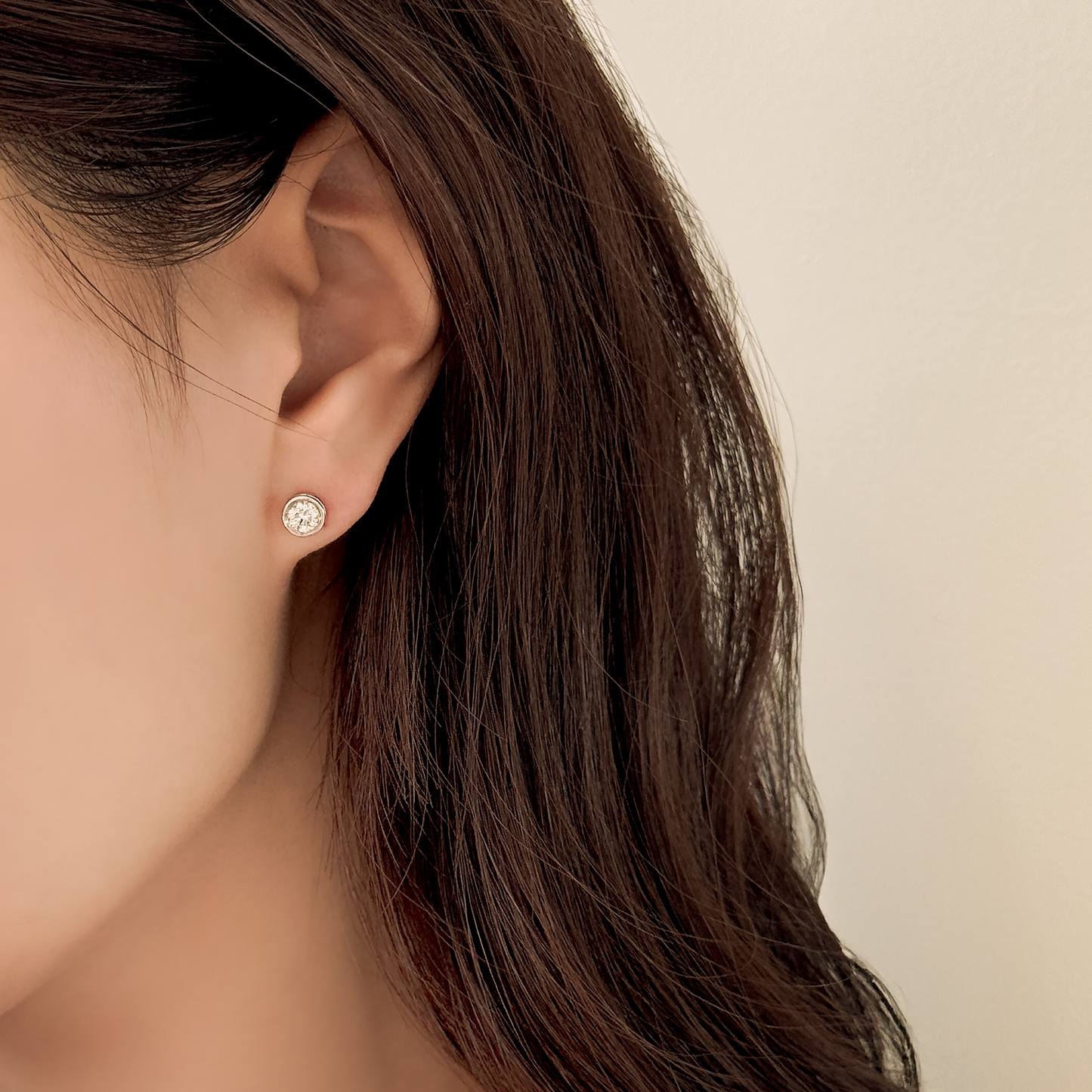 0.3ct Lab Grown Diamond Bezel Side Diamond Stud Earrings