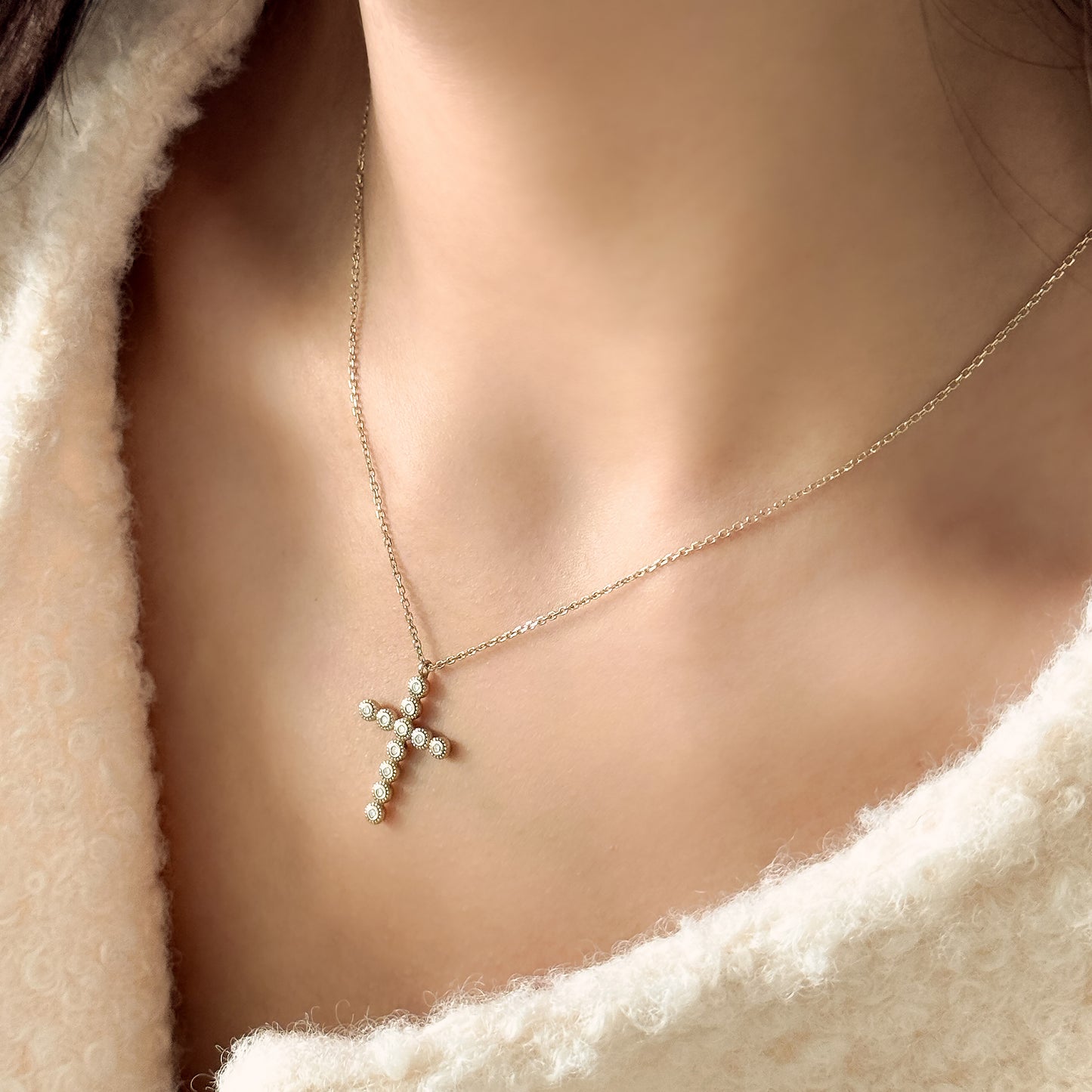 Lab Grown Diamond Bezel Cross Necklace