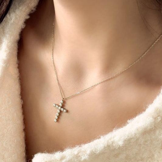 Lab Grown Diamond Bezel Cross Necklace