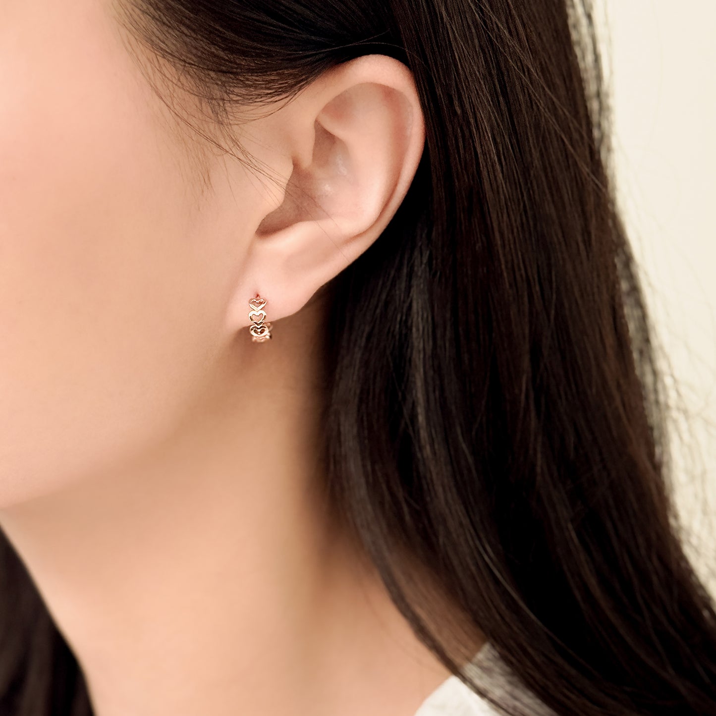 Heart Link Huggie Hoops