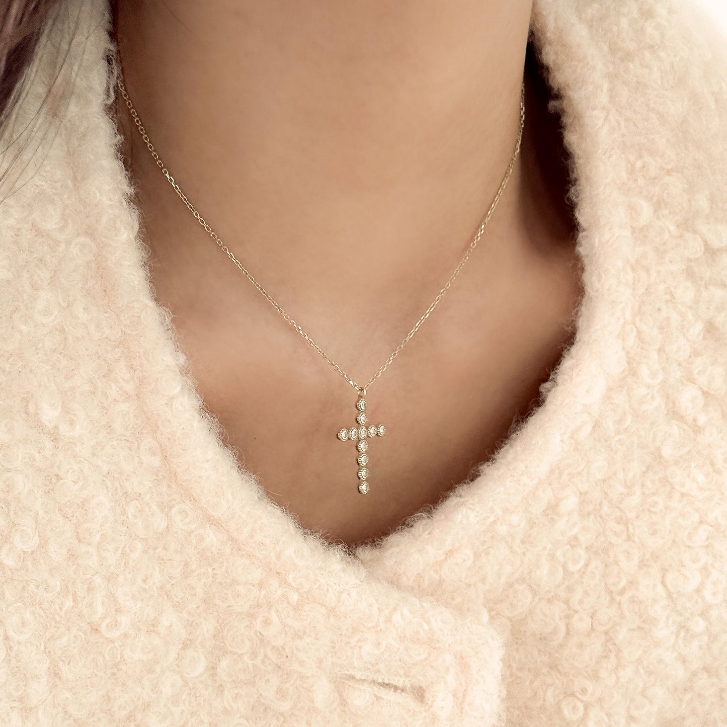 Lab Grown Diamond Bezel Cross Necklace