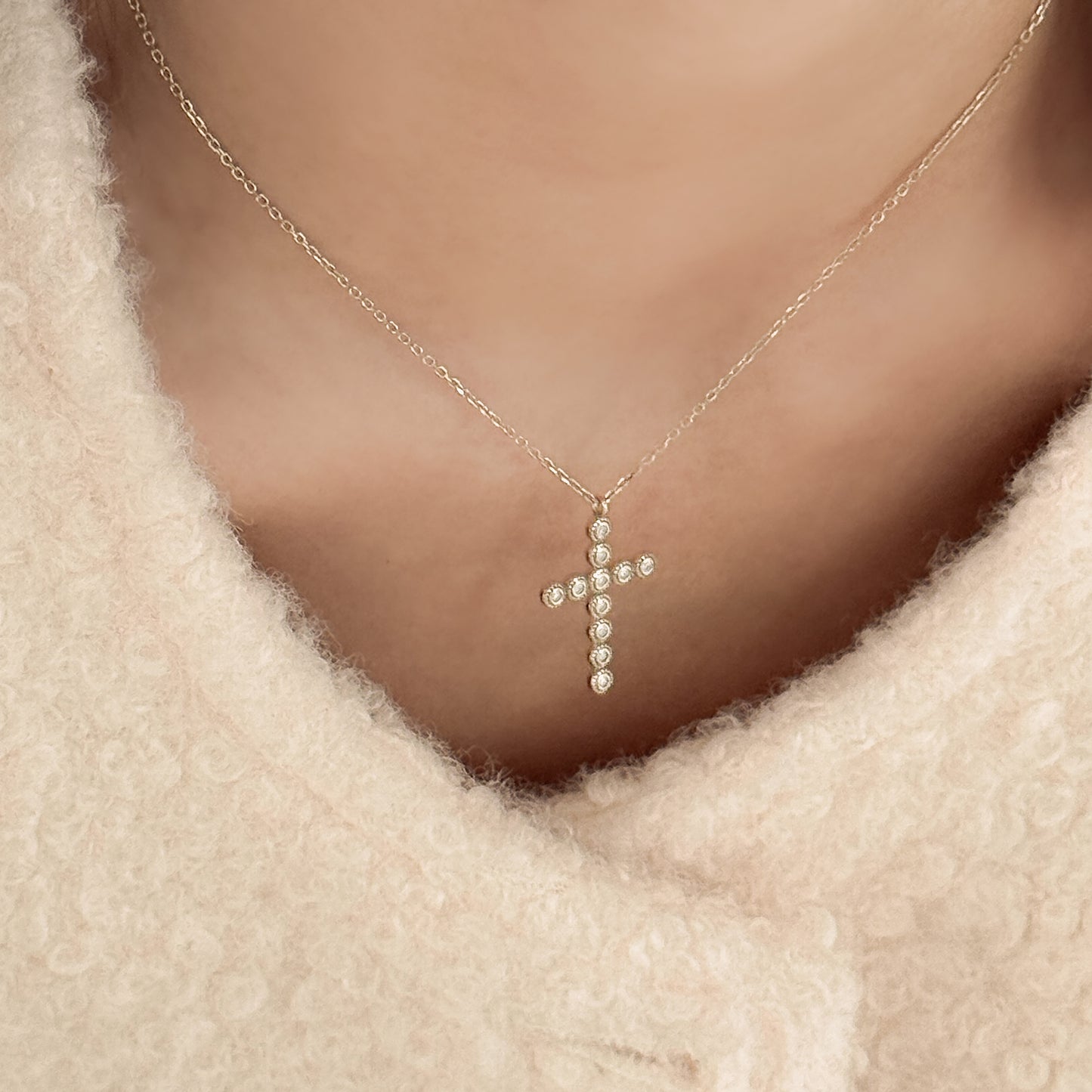 Lab Grown Diamond Bezel Cross Necklace