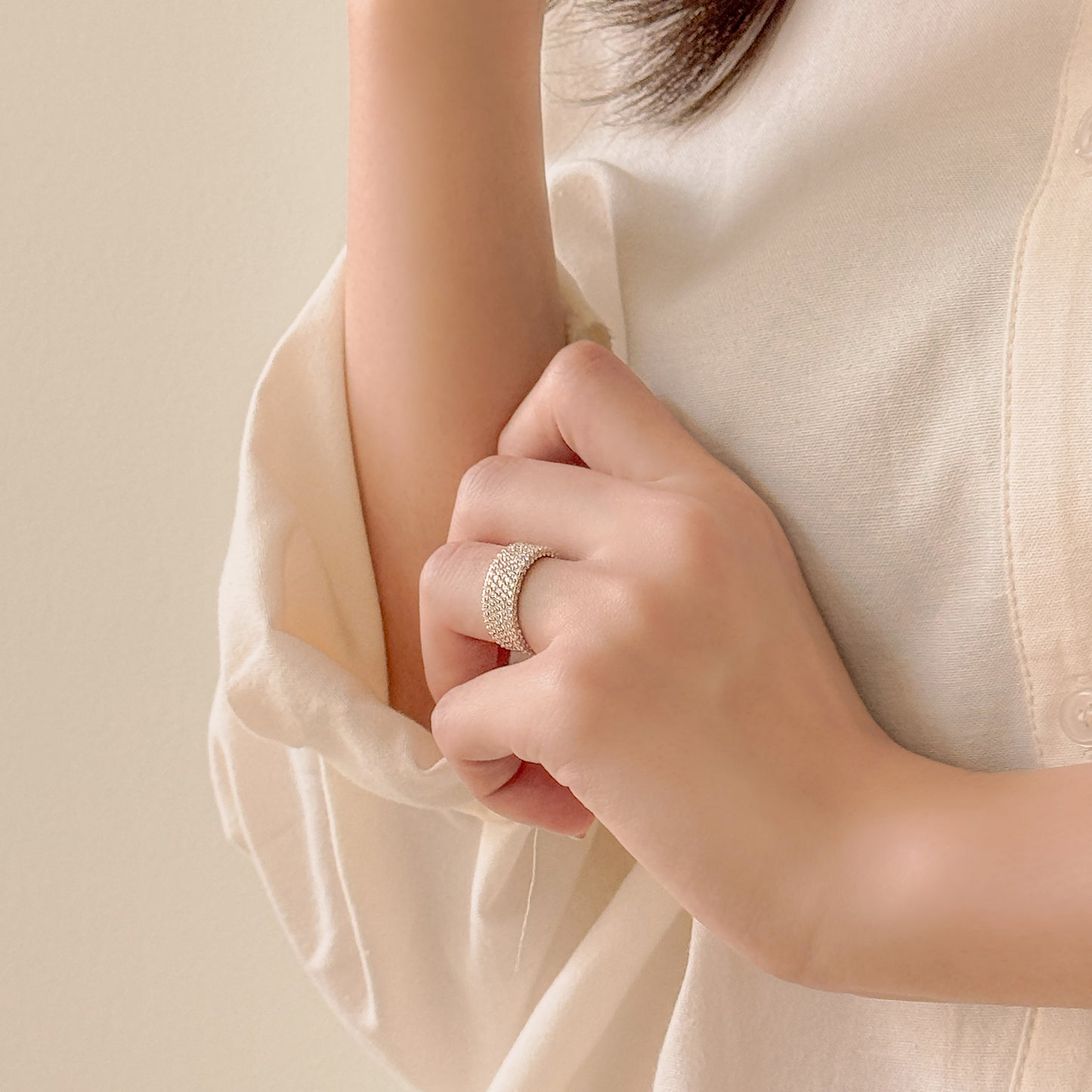 Pavé Diamond Ring, 5 Row