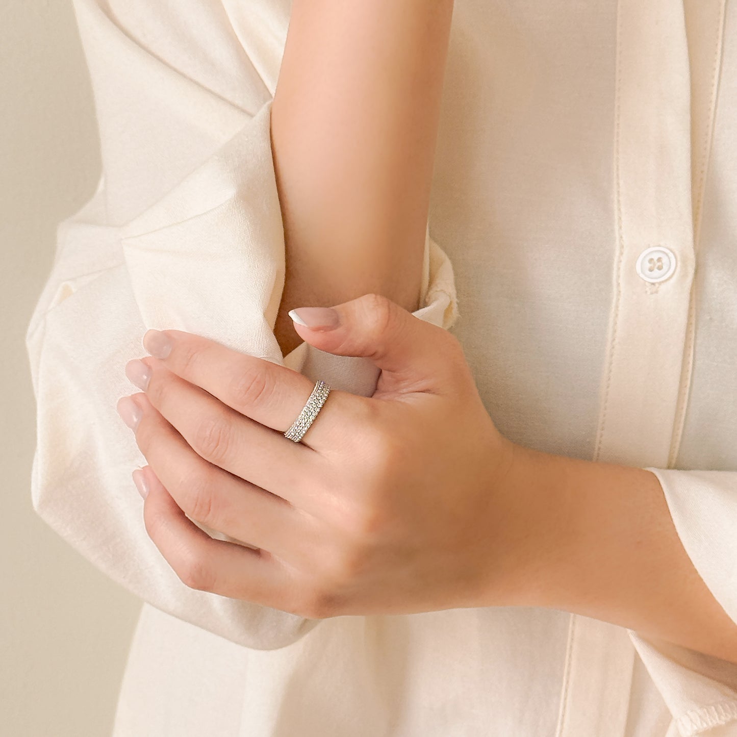 Pavé Diamond Ring, 3 Row