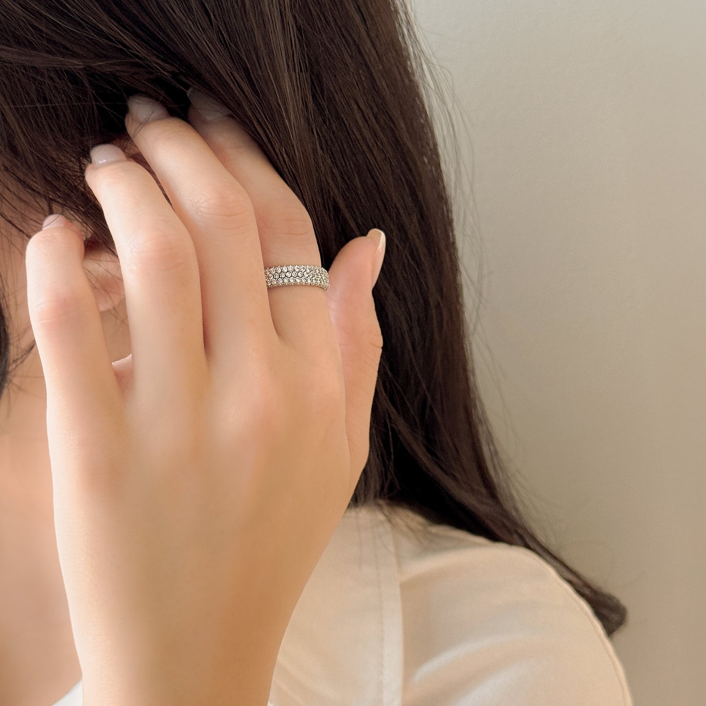 Pavé Diamond Ring, 3 Row