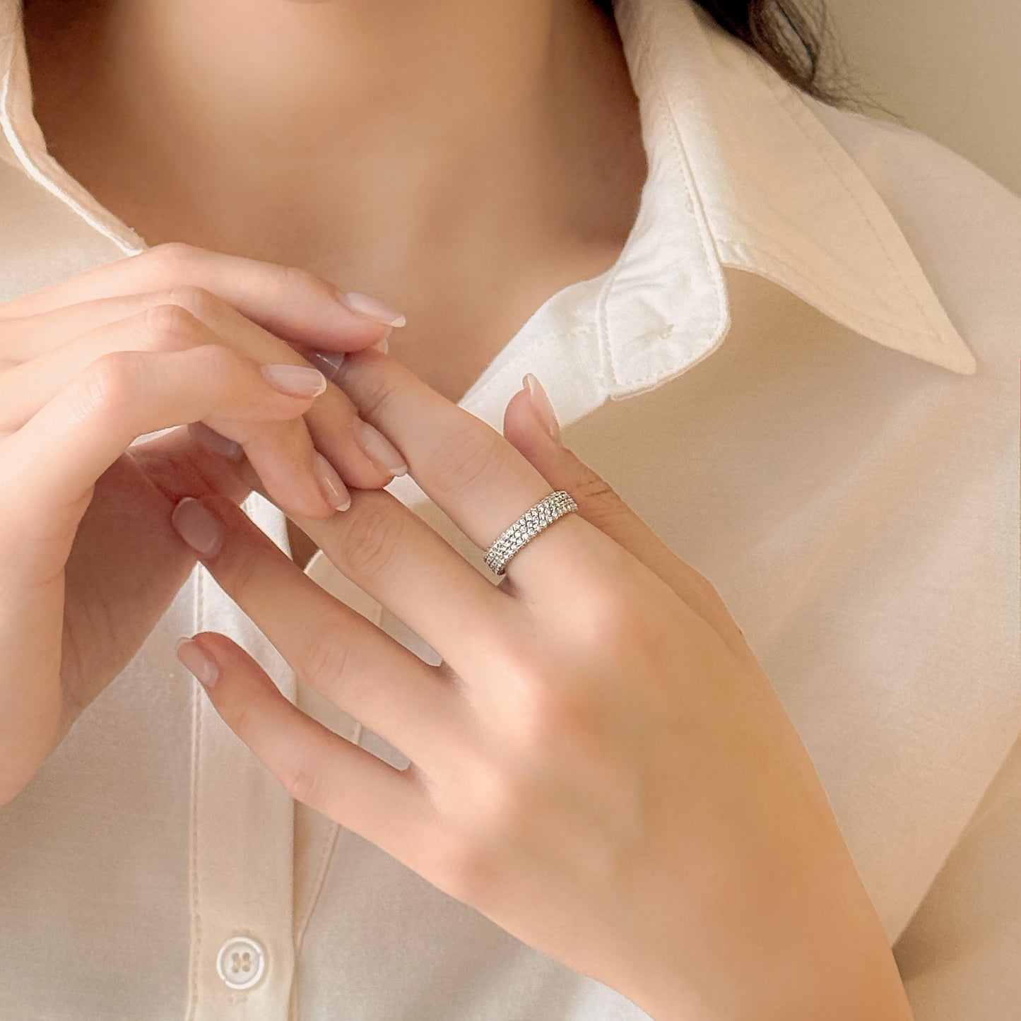 Pavé Diamond Ring, 3 Row