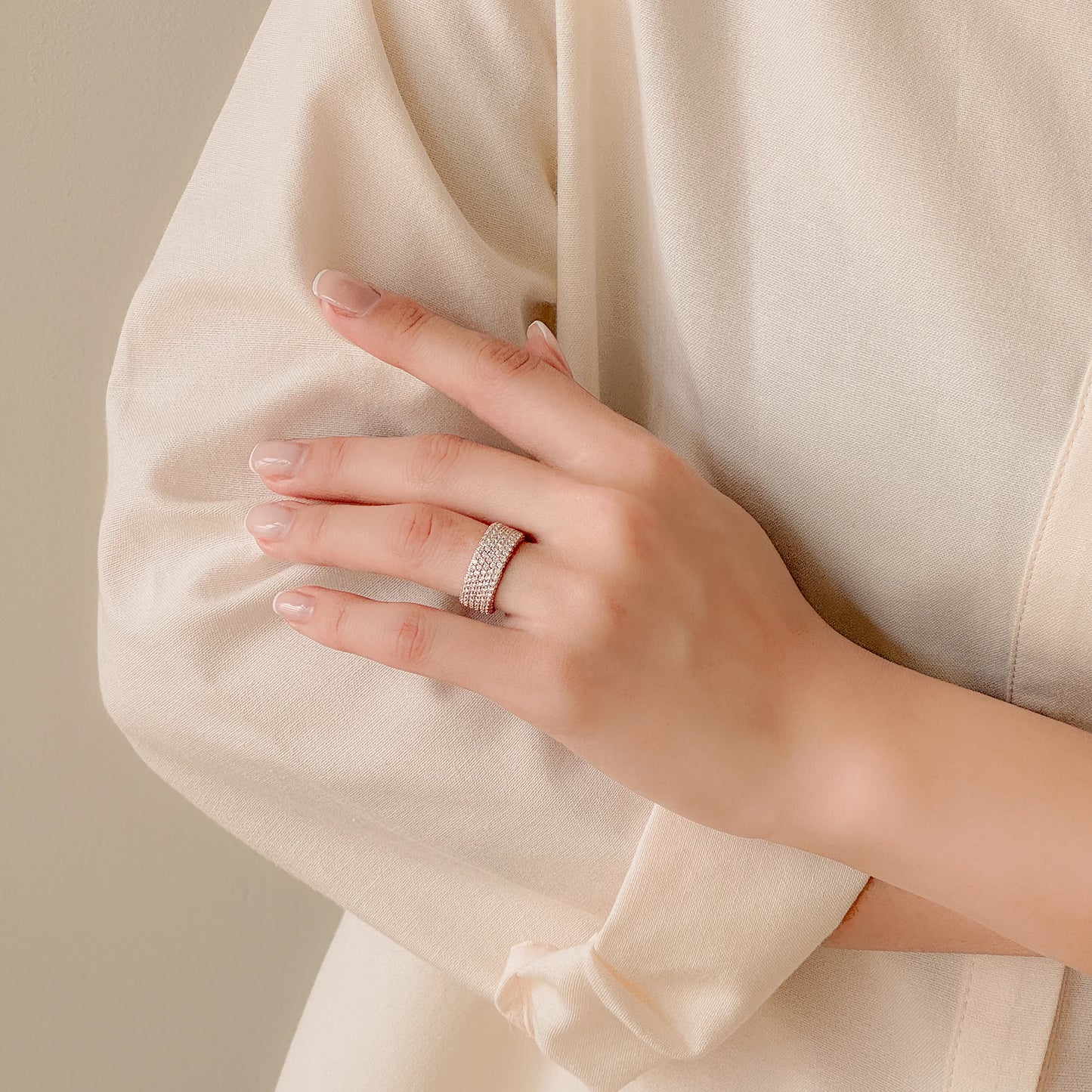 Pavé Diamond Ring, 5 Row