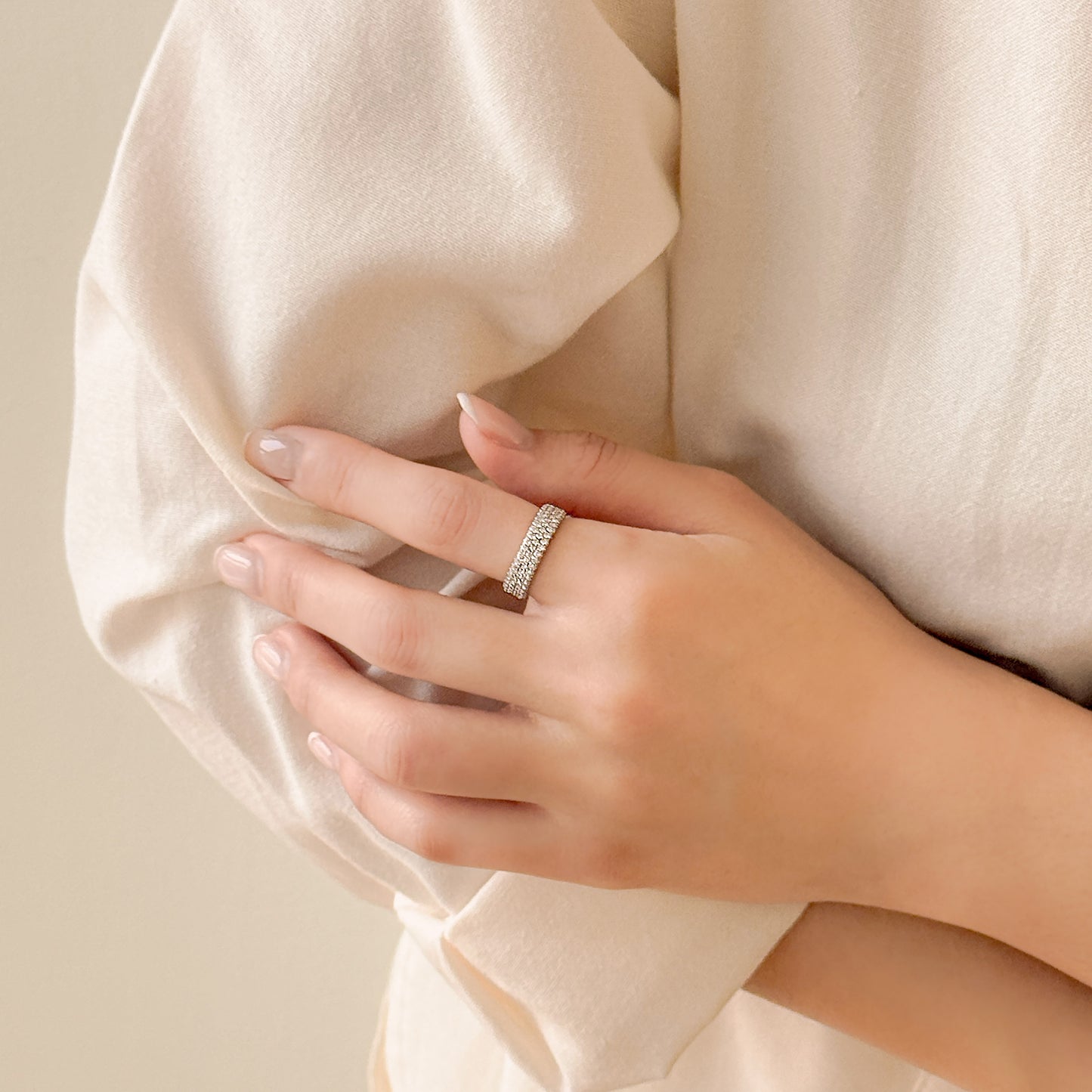 Pavé Diamond Ring, 3 Row