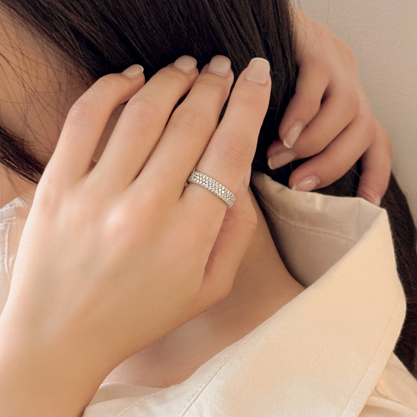 Pavé Diamond Ring, 3 Row