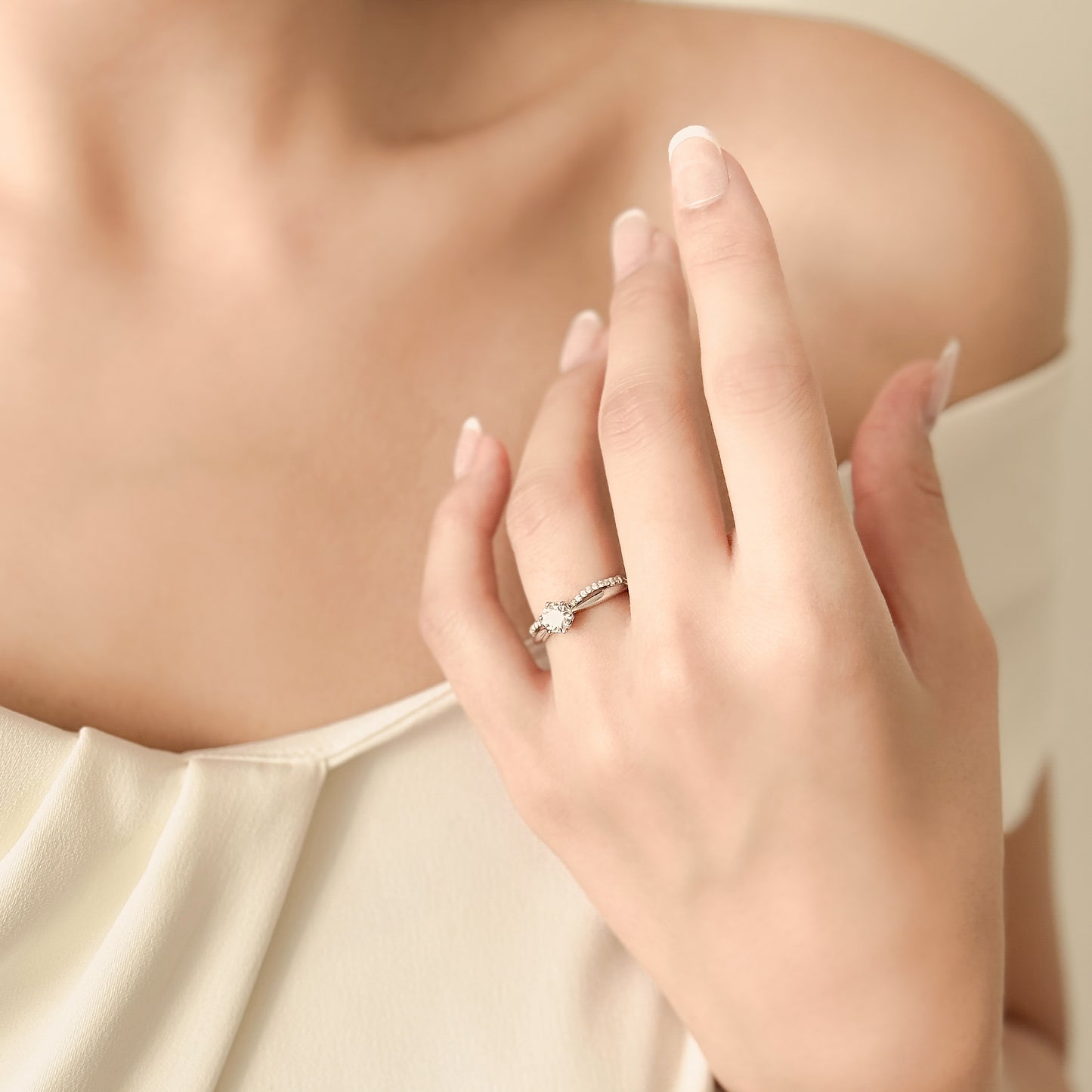 0.5ct Lab Grown Diamond Split Shank Pave Engagement Ring