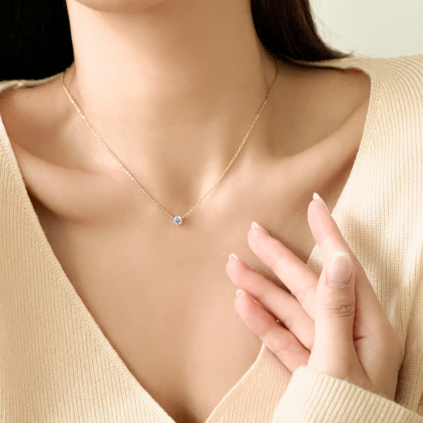 6 Prong Lab Grown Diamond Solitaire Necklace