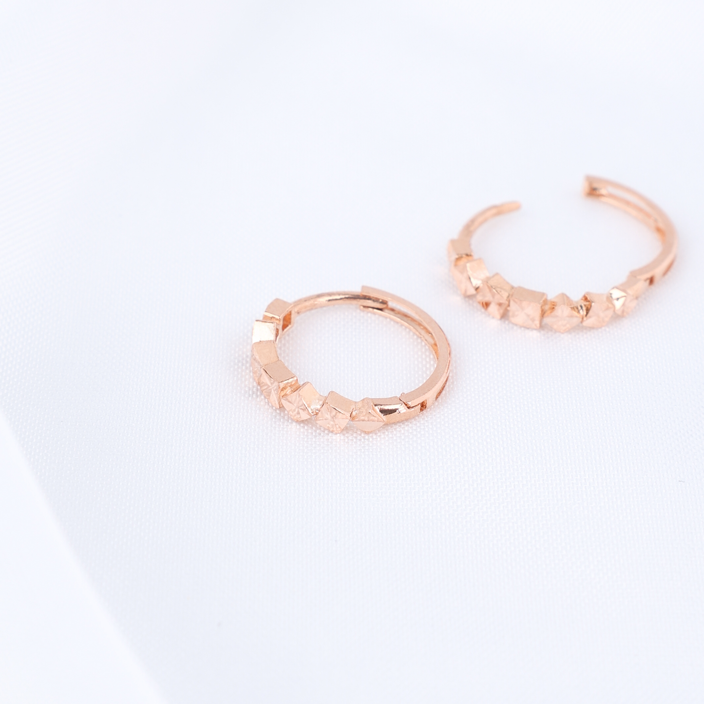 Faceted Cube Hoop Earrings