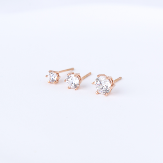 6 Prong Solitaire Stud Earrings