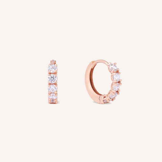 5 Stone Classic Hoop Earrings