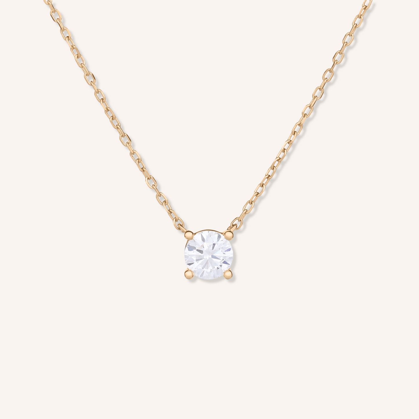 Four Prong Lab Grown Diamond Solitaire Necklace, Basket Setting