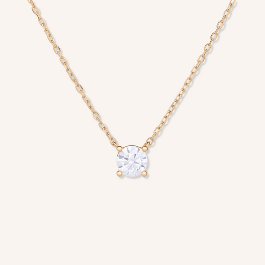 Four Prong Lab Grown Diamond Solitaire Necklace, Basket Setting