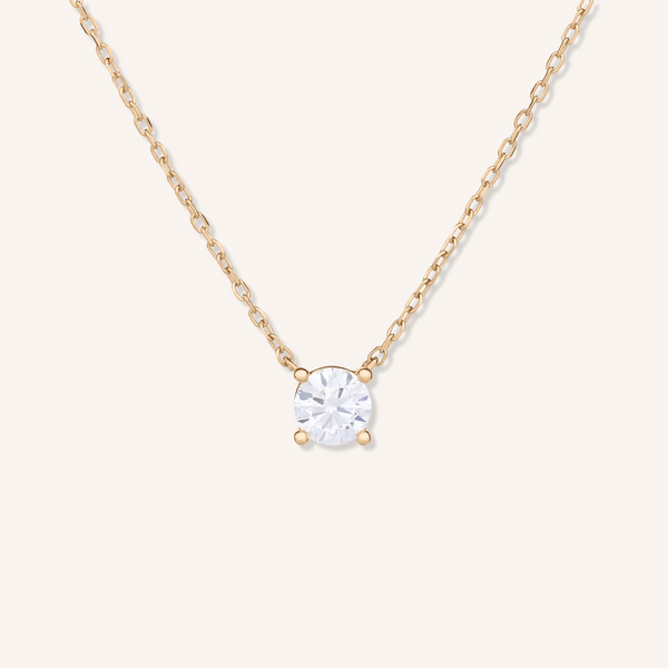 Four Prong Lab Grown Diamond Solitaire Necklace, Basket Setting