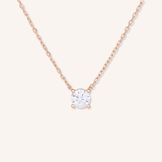 Four Prong Lab Grown Diamond Solitaire Necklace, Basket Setting