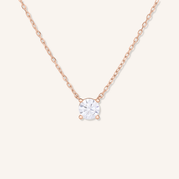 Four Prong Lab Grown Diamond Solitaire Necklace, Basket Setting