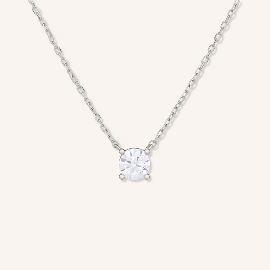 Four Prong Lab Grown Diamond Solitaire Necklace, Basket Setting