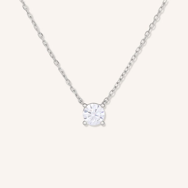 Four Prong Lab Grown Diamond Solitaire Necklace, Basket Setting