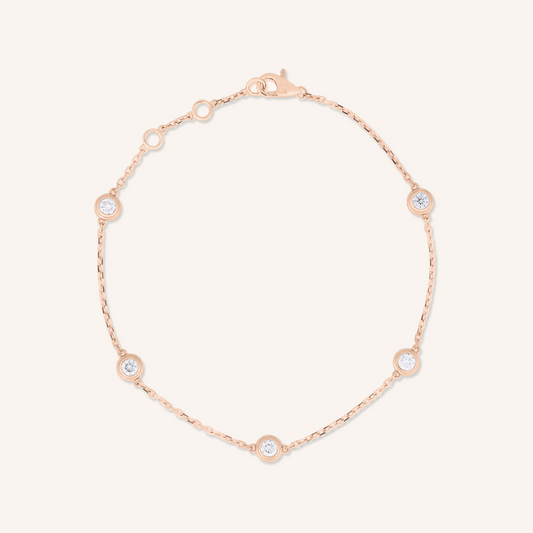Lab Grown Diamond Bezel Bracelet, 5 Stones