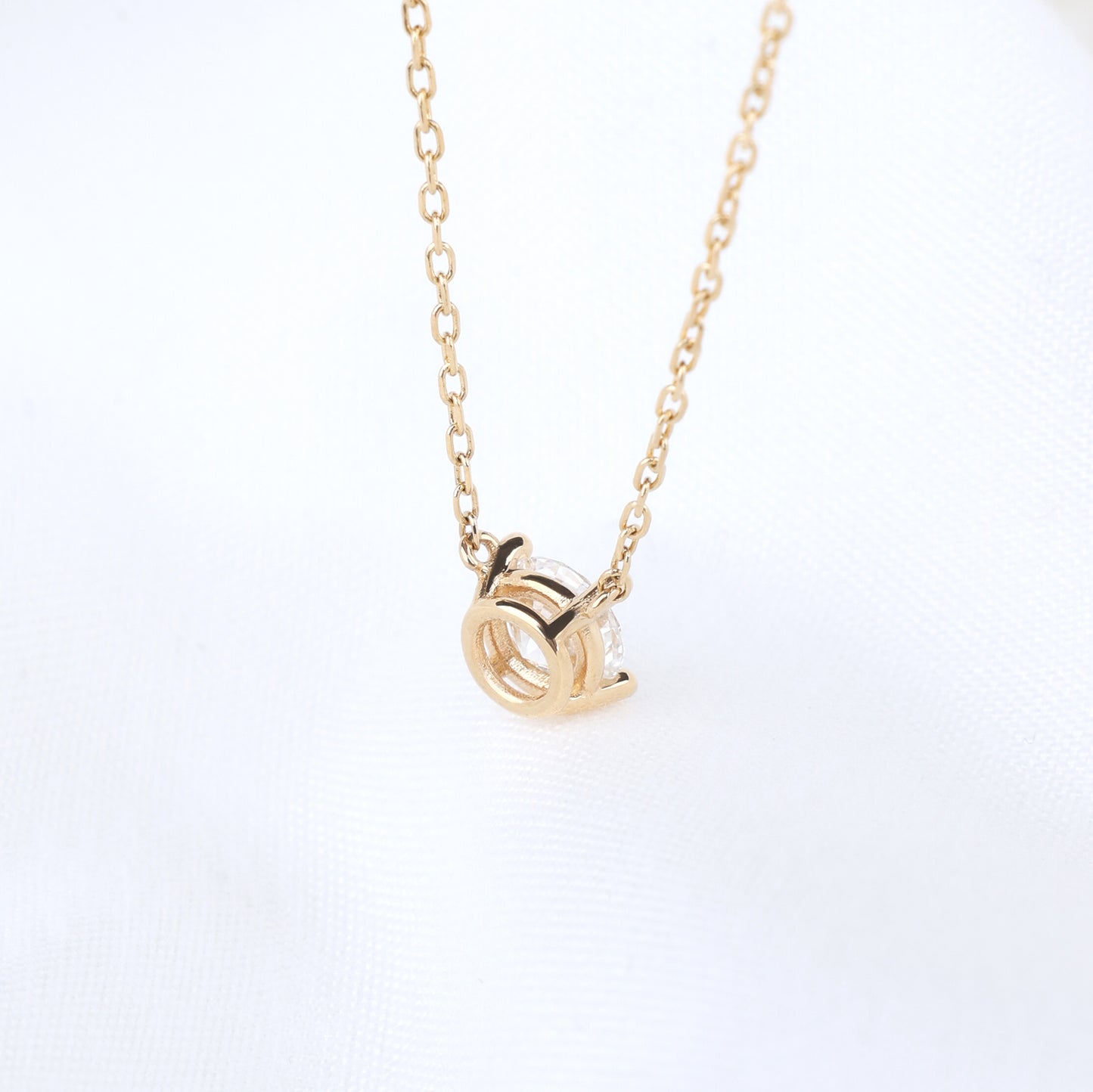 Four Prong Lab Grown Diamond Solitaire Necklace, Basket Setting