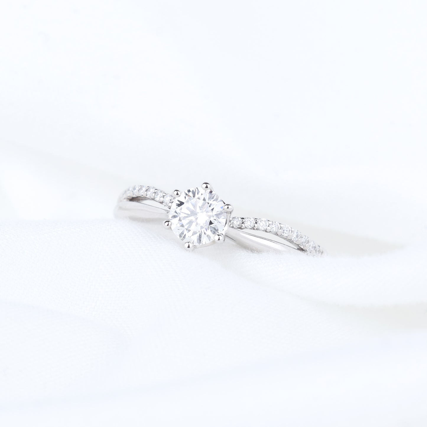 0.5ct Lab Grown Diamond Split Shank Pave Engagement Ring