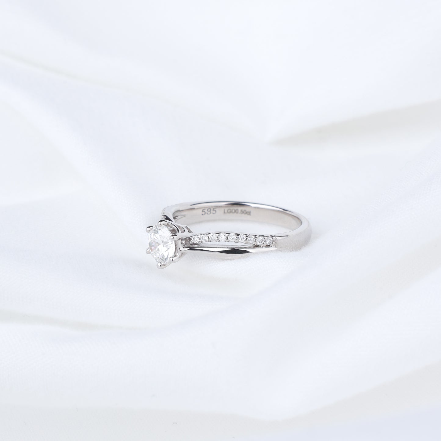 0.5ct Lab Grown Diamond Split Shank Pave Engagement Ring