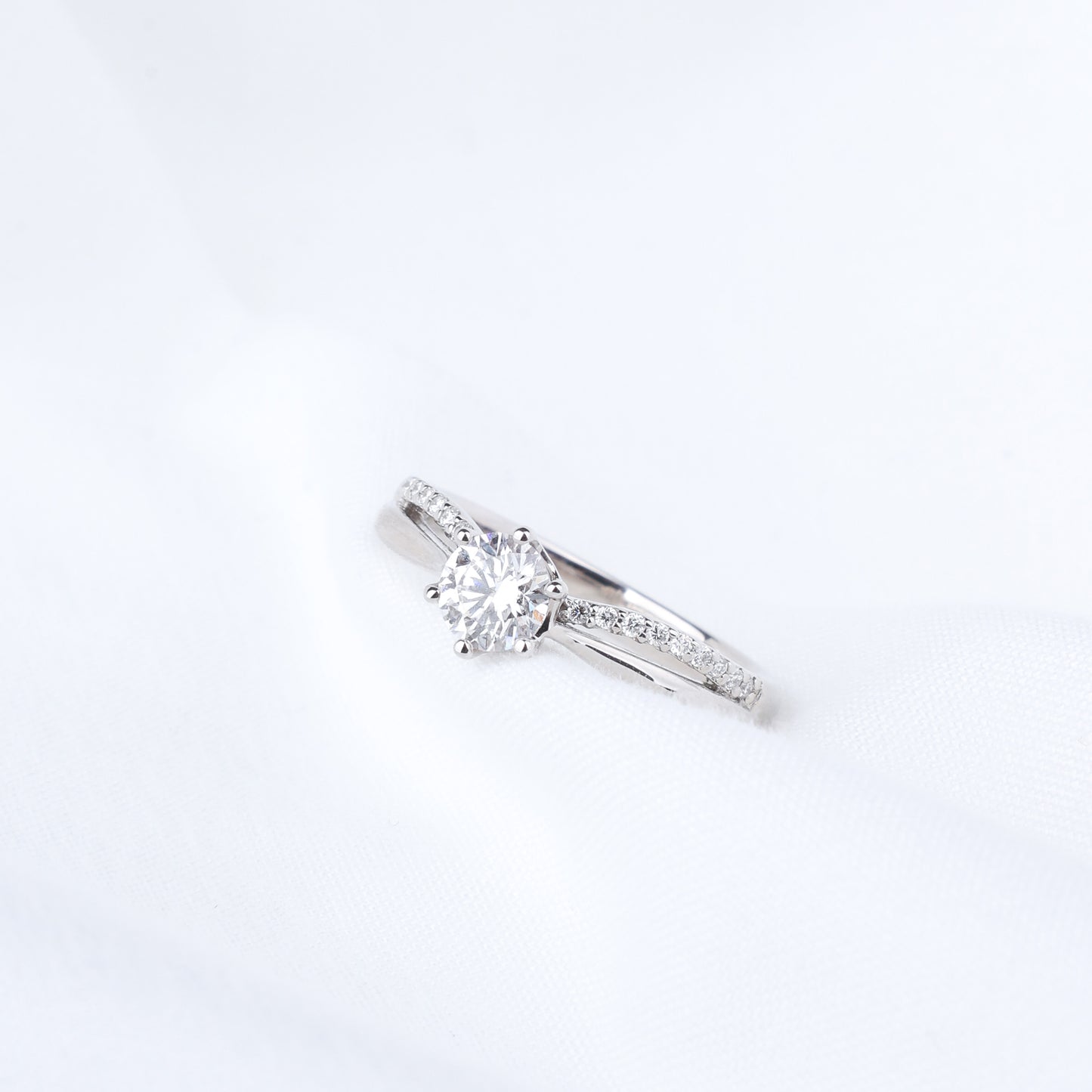 0.5ct Lab Grown Diamond Split Shank Pave Engagement Ring