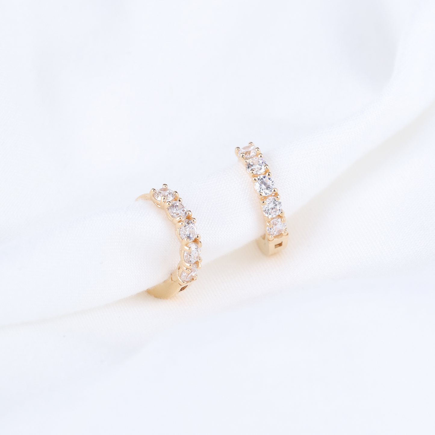 5 Stone Classic Hoop Earrings