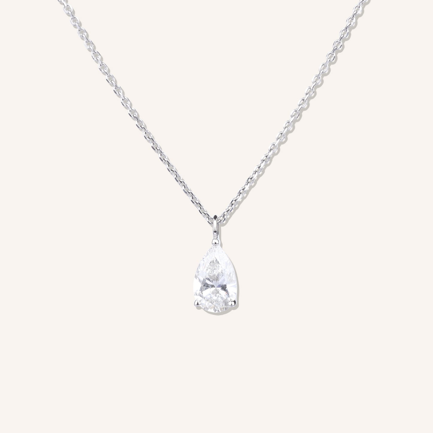 Pear Cut Lab Grown Diamond Solitaire Necklace