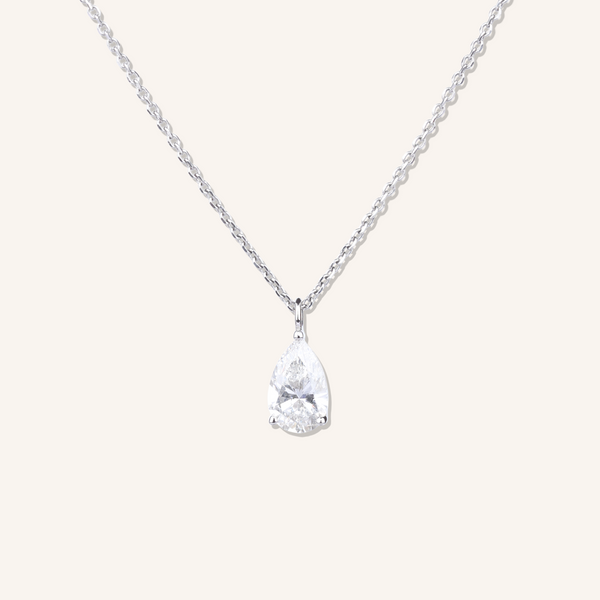 Pear Cut Lab Grown Diamond Solitaire Necklace