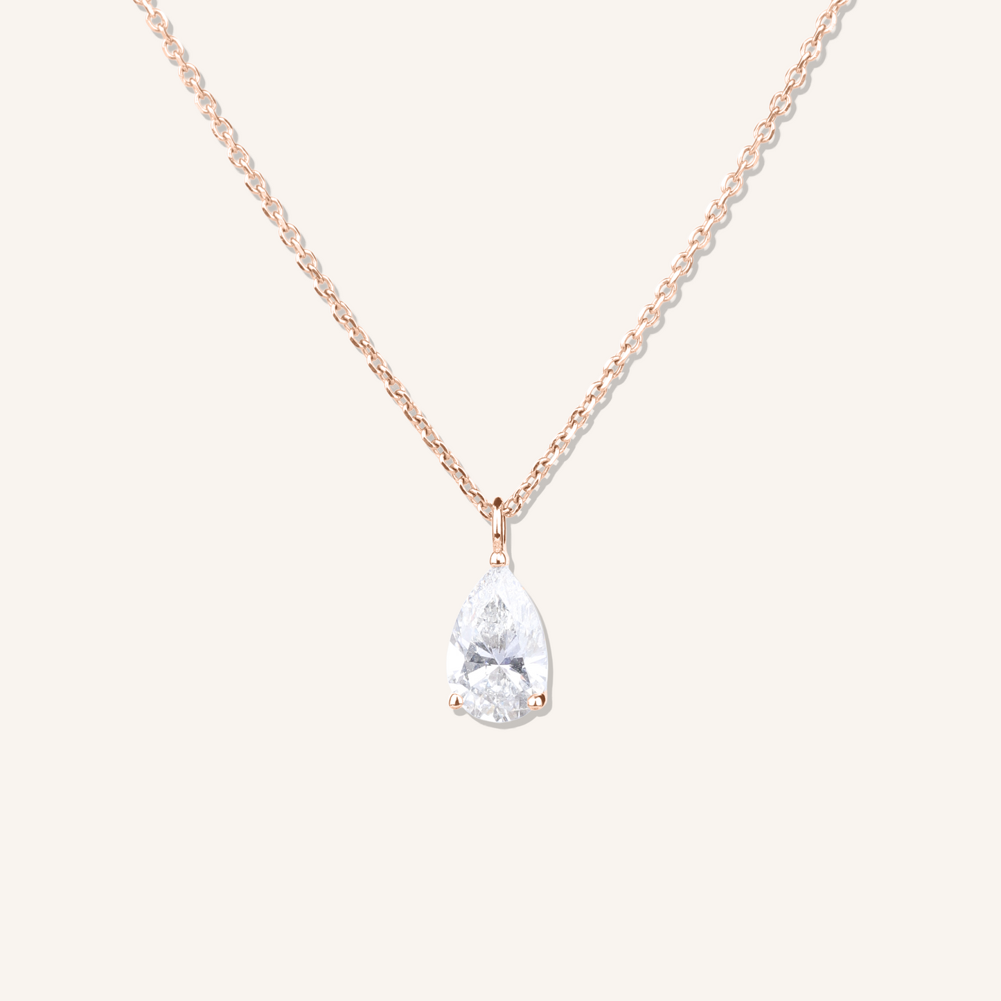Pear Cut Lab Grown Diamond Solitaire Necklace