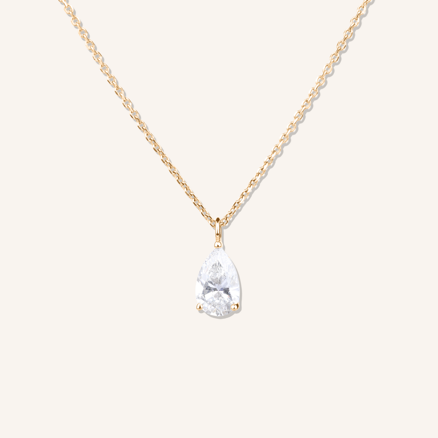 Pear Cut Lab Grown Diamond Solitaire Necklace