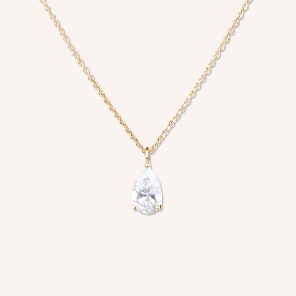 Pear Cut Lab Grown Diamond Solitaire Necklace