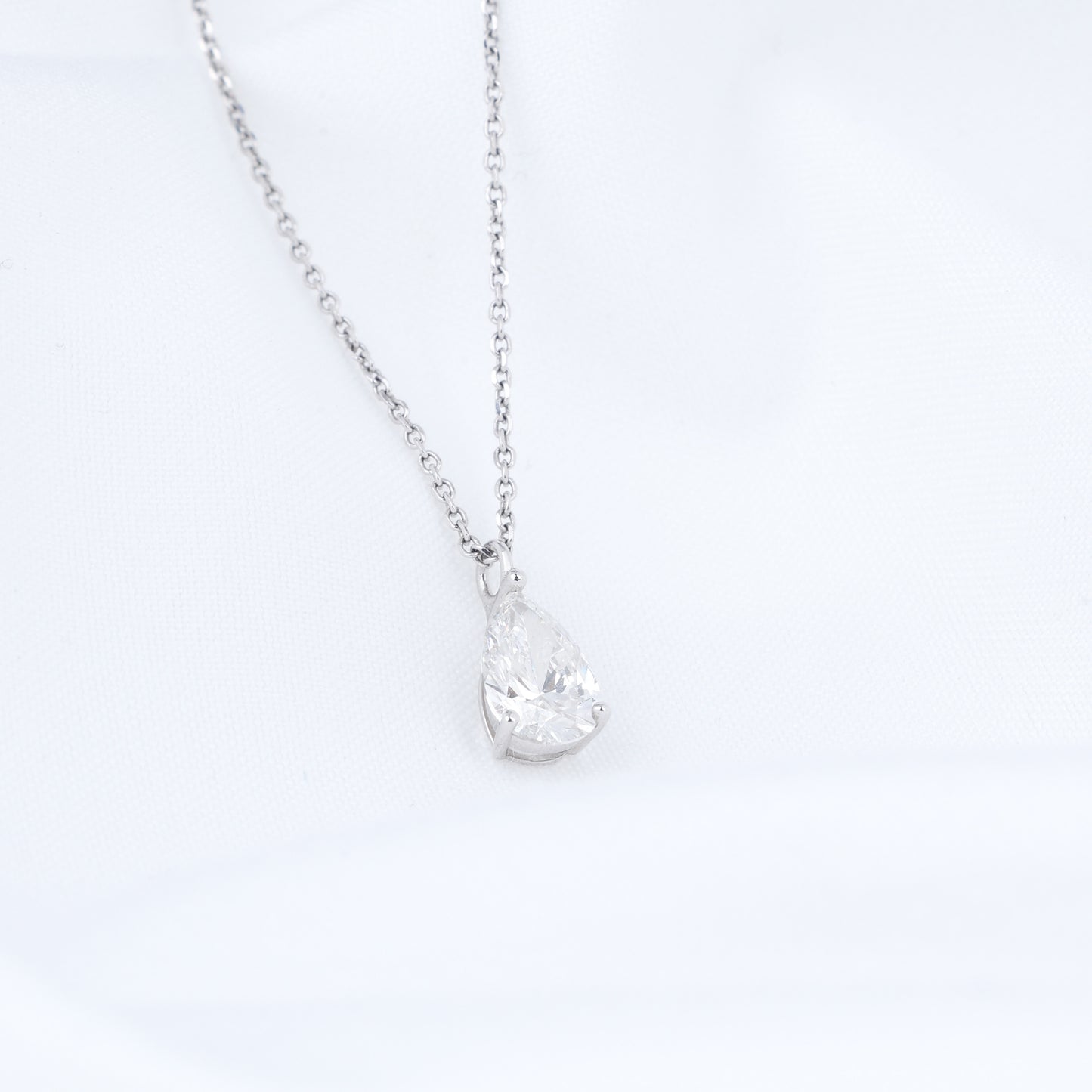 Pear Cut Lab Grown Diamond Solitaire Necklace