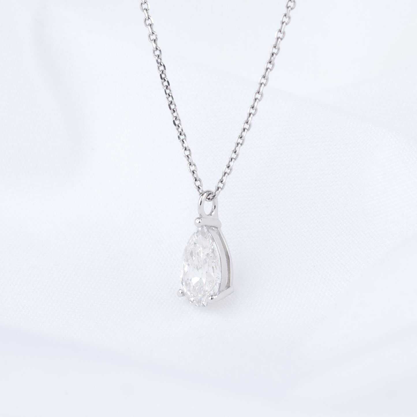 Pear Cut Lab Grown Diamond Solitaire Necklace