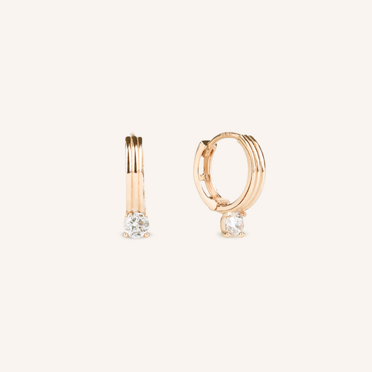 Triple Band Solitaire Drop Earrings
