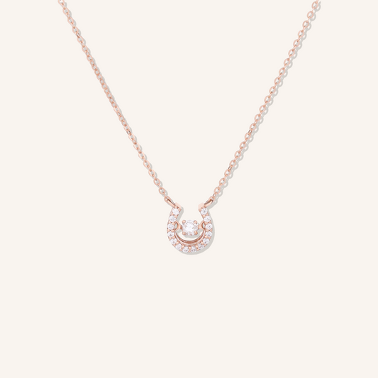 Dancing Stone Horseshoe Halo Necklace