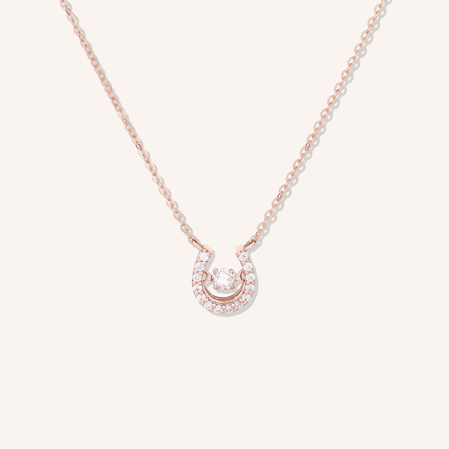 Dancing Stone Horseshoe Halo Necklace