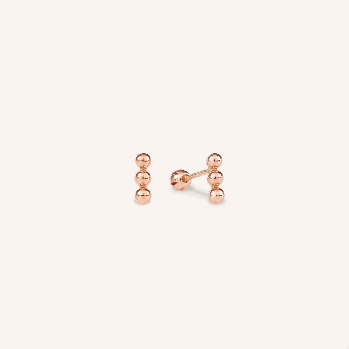 Triple Spheres Bar Stud Earrings