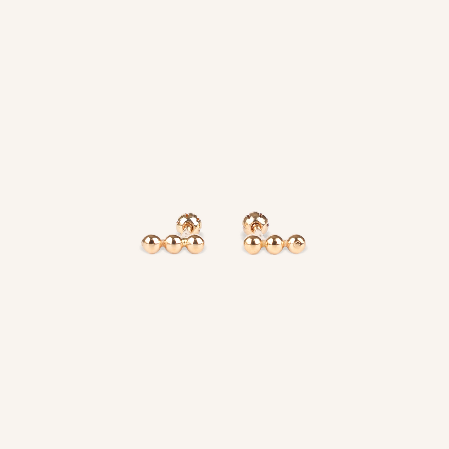 Triple Spheres Bar Stud Earrings