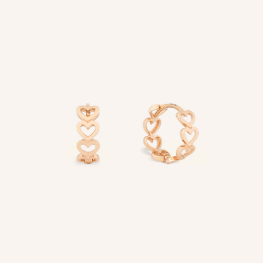 Heart Link Huggie Hoops