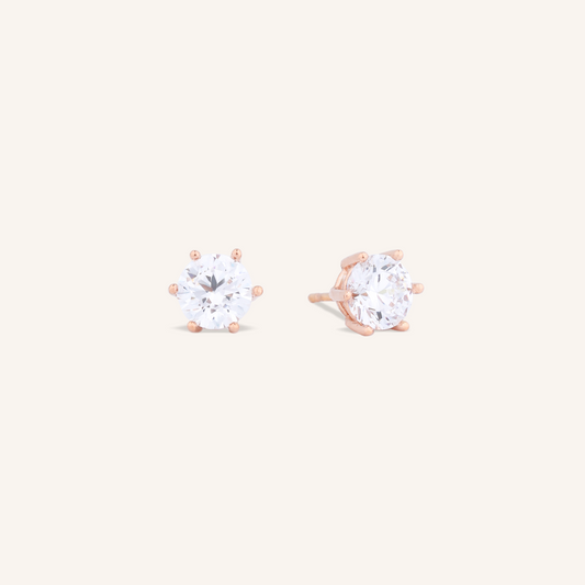 6 Prong Solitaire Stud Earrings