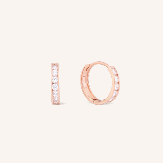 7-Stone Channel Set Hoop Earrings