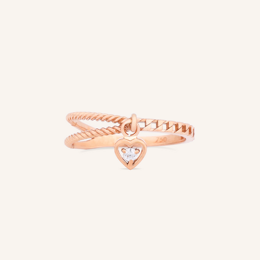 Heart Charm Dual Band Ring