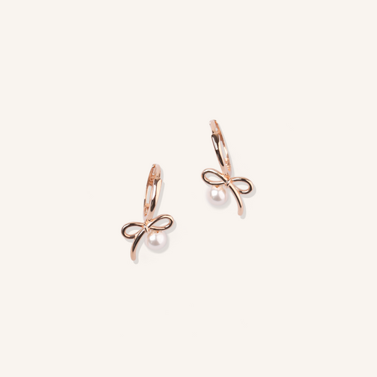 Ribbon Pearl Drop Earrings