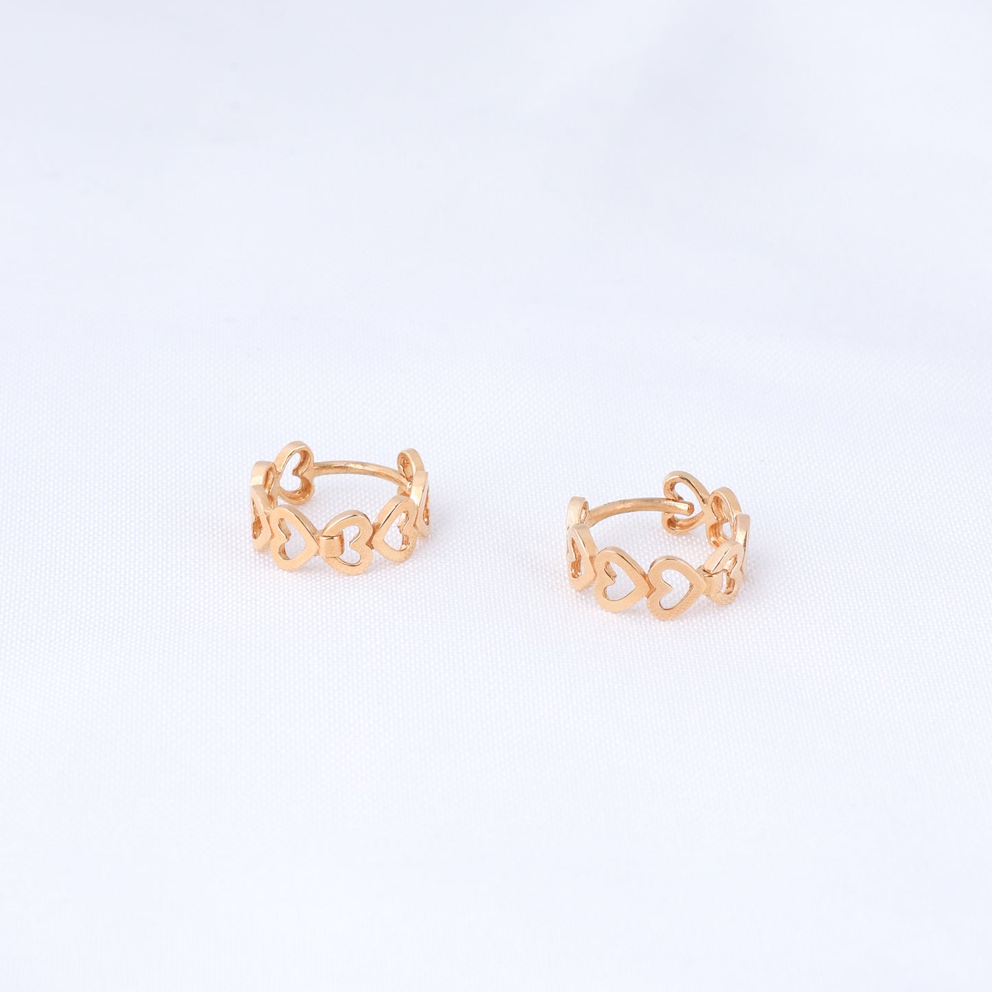 Heart Link Huggie Hoops